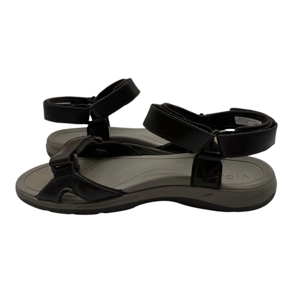 Vionic Canoe Leo Sandals Mens Size 13‎ Brown Leather Adjustable Backstrap